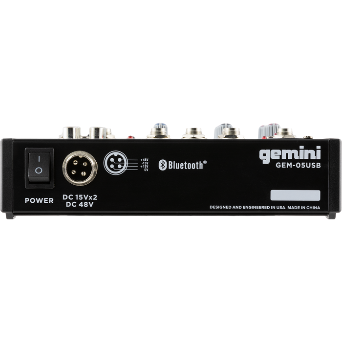 GEM-05USB 5 Channel Mixer with Bluetooth USB

The all-new GEM-05USB mixer designed to make podcasting easier. Equipped with Bluetooth streaming, USB playback, customizable sound, and a 5-input 2-bus mixer. The GEM-05USB brings state-of-the-art professiona