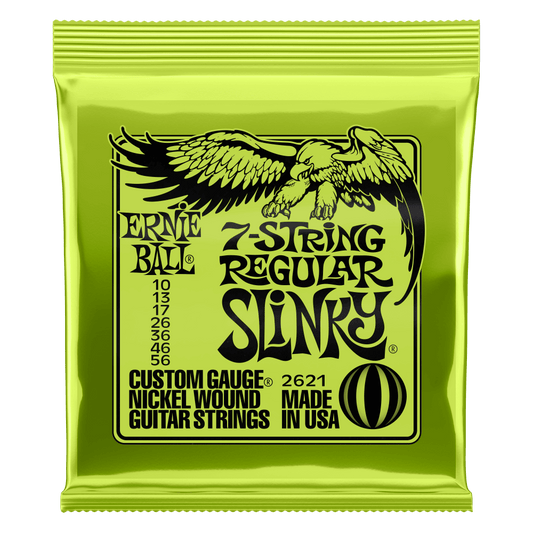 Ernie Ball Nickel Wound Electric Guitar Strings are made from nickel plated steel wire wrapped around tin plated hex shaped steel core wire. The plain strings are made of specially tempered tin plated high carbon steel producing a well balanced tone for y