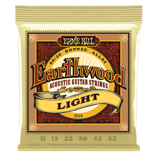 Ernie Ball Earthwood 80/20 Bronze Acoustic Guitar Strings are made from 80% copper, 20% zinc wire wrapped around hex shaped brass plated steel core wire. These acoustic guitar strings provide a crisp, ringing sound with pleasing overtones. Gauges .011, .0