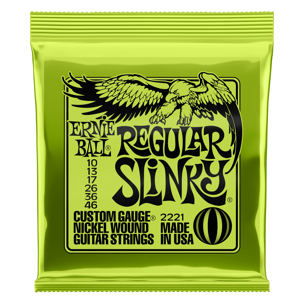 Ernie Ball Nickel Wound Electric Guitar Strings are made from nickel plated steel wire wrapped around tin plated hex shaped steel core wire. The plain strings are made of specially tempered tin plated high carbon steel producing a well balanced tone for y