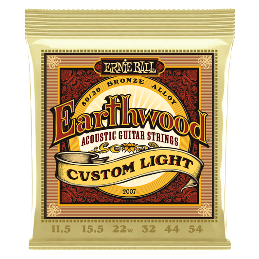 Ernie Ball Earthwood 80/20 Bronze Acoustic Guitar Strings are made from 80% copper, 20% zinc wire wrapped around hex shaped brass plated steel core wire. These acoustic guitar strings provide a crisp, ringing sound with pleasing overtones. Gauges .011.5, 