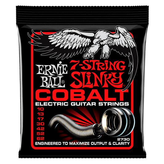 Ernie Ball Cobalt Slinky Electric Guitar Strings provide an extended dynamic range, incredible harmonic response, increased low end, and crisp, clear highs. Cobalt provides a stronger magnetic relationship between pickups and strings than any other alloy 