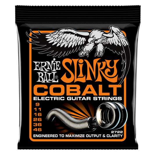 Ernie Ball Cobalt Slinky Electric Guitar Strings provide an extended dynamic range, incredible harmonic response, increased low end, and crisp, clear highs. Cobalt provides a stronger magnetic relationship between pickups and strings than any other alloy 