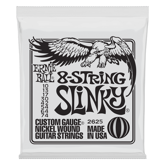 Ernie Ball Nickel Wound Electric Guitar Strings are made from nickel plated steel wire wrapped around tin plated hex shaped steel core wire. The plain strings are made of specially tempered tin plated high carbon steel producing a well balanced tone for y