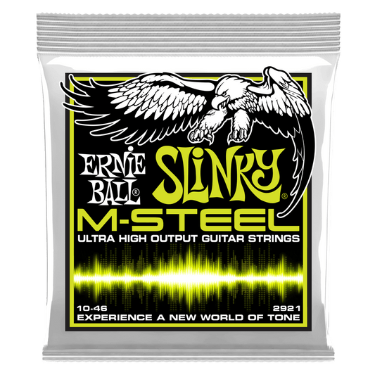 Ernie Ball M-Steel Electric Guitar Strings are made of a patented Super Cobalt alloy wrapped around a Maraging steel hex core wire, producing a richer and fuller tone with a powerful low-end response. M-Steel plain electric guitar strings are comprised of