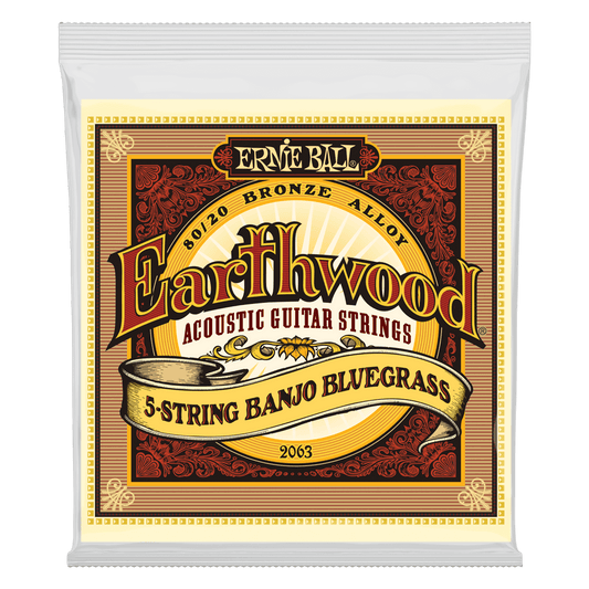 Ernie Ball Earthwood 5-String Banjo Bluegrass Loop End 80/20 Bronze strings are made from 80% copper, 20% zinc wire wrapped around hex shaped tin plated steel core wire. The most popular acoustic guitar strings provide a crisp, ringing sound with pleasing