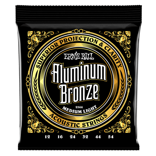 Ernie Ball Aluminum Bronze Acoustic Guitar Strings feature more projection and clarity than traditional bronze strings, while also providing improved corrosion resistance. Aluminum Bronze Acoustic strings are made with Ernie Ball Maraging Steel hex cores 