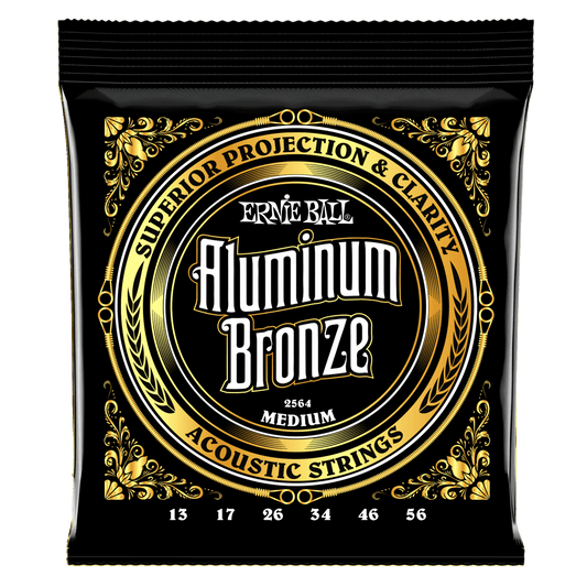 Ernie Ball Aluminum Bronze Acoustic Guitar Strings feature more projection and clarity than traditional bronze strings, while also providing improved corrosion resistance. Aluminum Bronze Acoustic strings are made with Ernie Ball Maraging Steel hex cores 