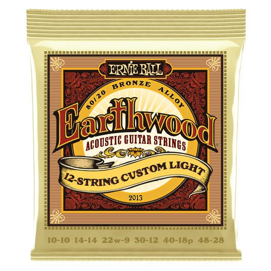 Ernie Ball Earthwood 80/20 Bronze Acoustic Guitar Strings are made from 80% copper, 20% zinc wire wrapped around hex shaped brass plated steel core wire. These acoustic guitar strings provide a crisp, ringing sound with pleasing overtones. Gauges .010 - .