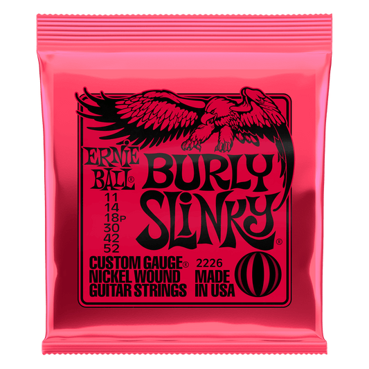 Ernie Ball Nickel Wound Electric Guitar Strings are made from nickel plated steel wire wrapped around tin plated hex shaped steel core wire. The plain strings are made of specially tempered tin plated high carbon steel producing a well balanced tone for y