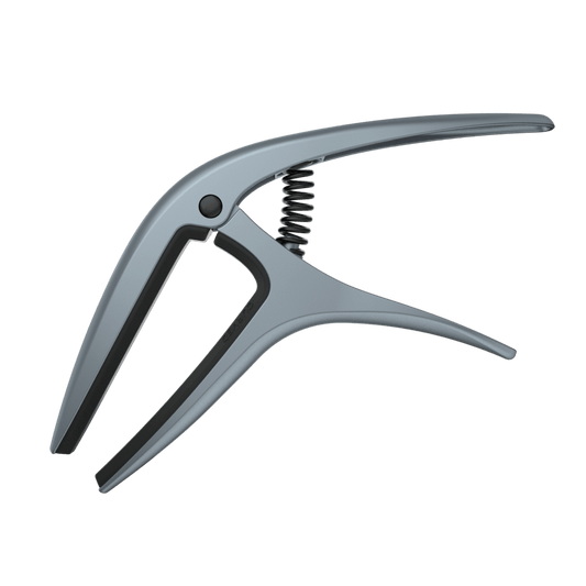 The Ernie Ball Axis Capo’s ergonomic features allow for fast and accurate single-handed key changes. Compatible with most electric and acoustic guitars, the Axis Capo offers eight color finishes to match, with a dual-radius design that fits both flat an