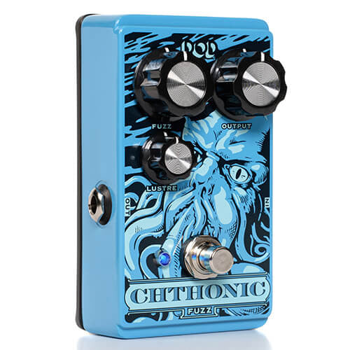 The Chthonic Fuzz (pronounced: Thawnic) creates fat, corpulent, fudgy, sludgy, fuzz tones that pair perfectly with single-coil, P90, gold-foil, and De-Armond style pickups. It also works great with PAF-style humbuckers, but this fuzz was designed with bri