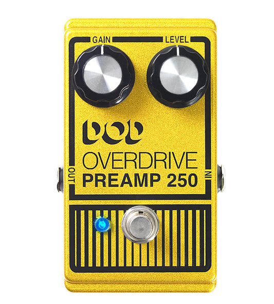 The legendary analog DOD Overdrive Preamp 250 is back, with over 40 years of history and experience behind it. The new 2013 version of the legendary DOD 250 captures all of the classic tone and wild heart of the original but in no way tames its performanc