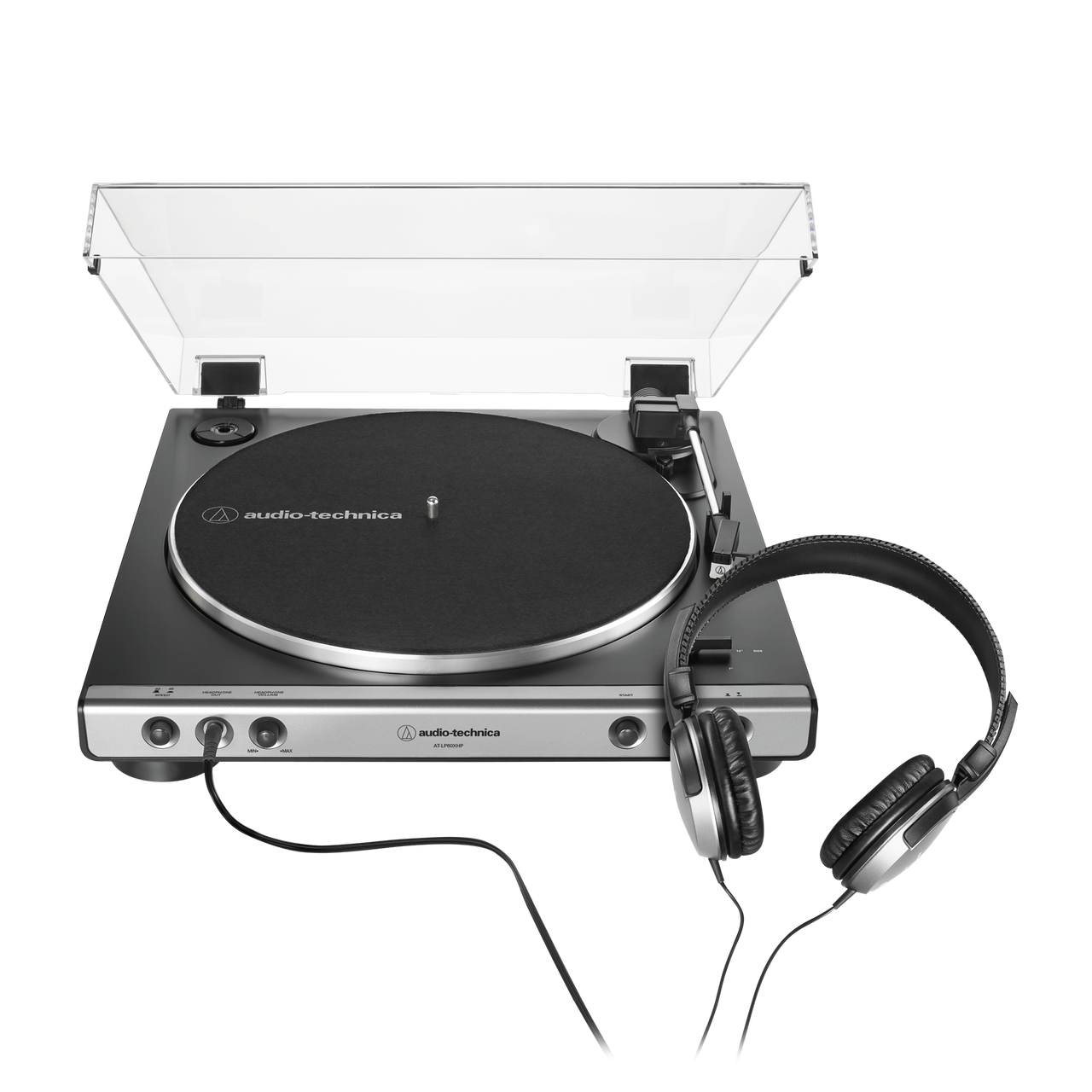 The AT-LP60XHP turntable and headphones combination lets you enjoy your 33-1/3 and 45 RPM records with no additional equipment required. Based on the AT-LP60X fully automatic belt-drive turntable, the AT-LP60XHP adds an integrated headphone amplifier with