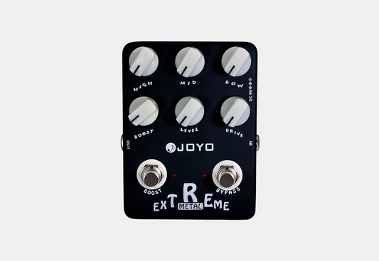 With a powerfully-adjustable 3 band EQ and sweep Mid-Freq knob, Extreme Metal provides a strong low frequency and clear, transparent high frequency. Play the rhythms and leads that cut through the mix!
Aluminum alloy casing with stoving varnish finish.
Ha