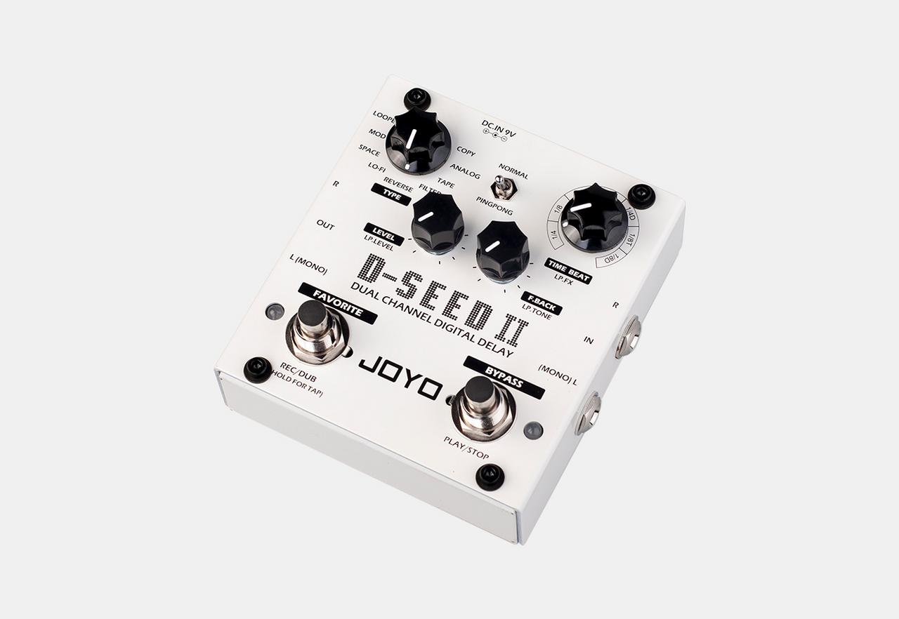 The first generation of D-SEED was well received, then JOYO gathered numerous feedbacks from customers and launched D-SEED II stereo delay, which bringing brand new algorithms, and provides 8 different delays. Various effects are listed as below: Space, L