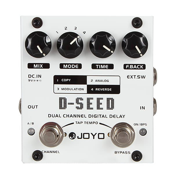 JOYO D-SEED is a very flexible delay pedal, with build-in TAP Tempo function, which can be independently operated at any moment to change the delay time with ease. The DSEED Delay has dual channels (presets); each can separately save its own chosen delay 